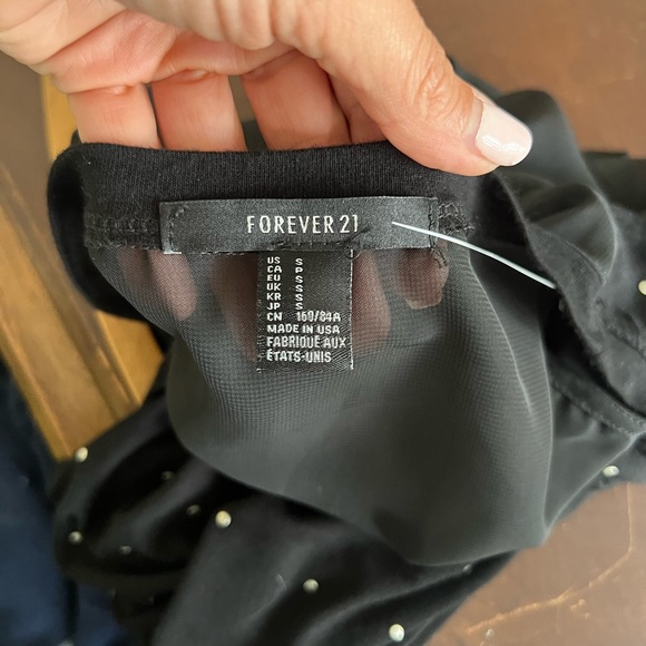 F21 Black Studded Sheer Blouse - Picture 8 of 8